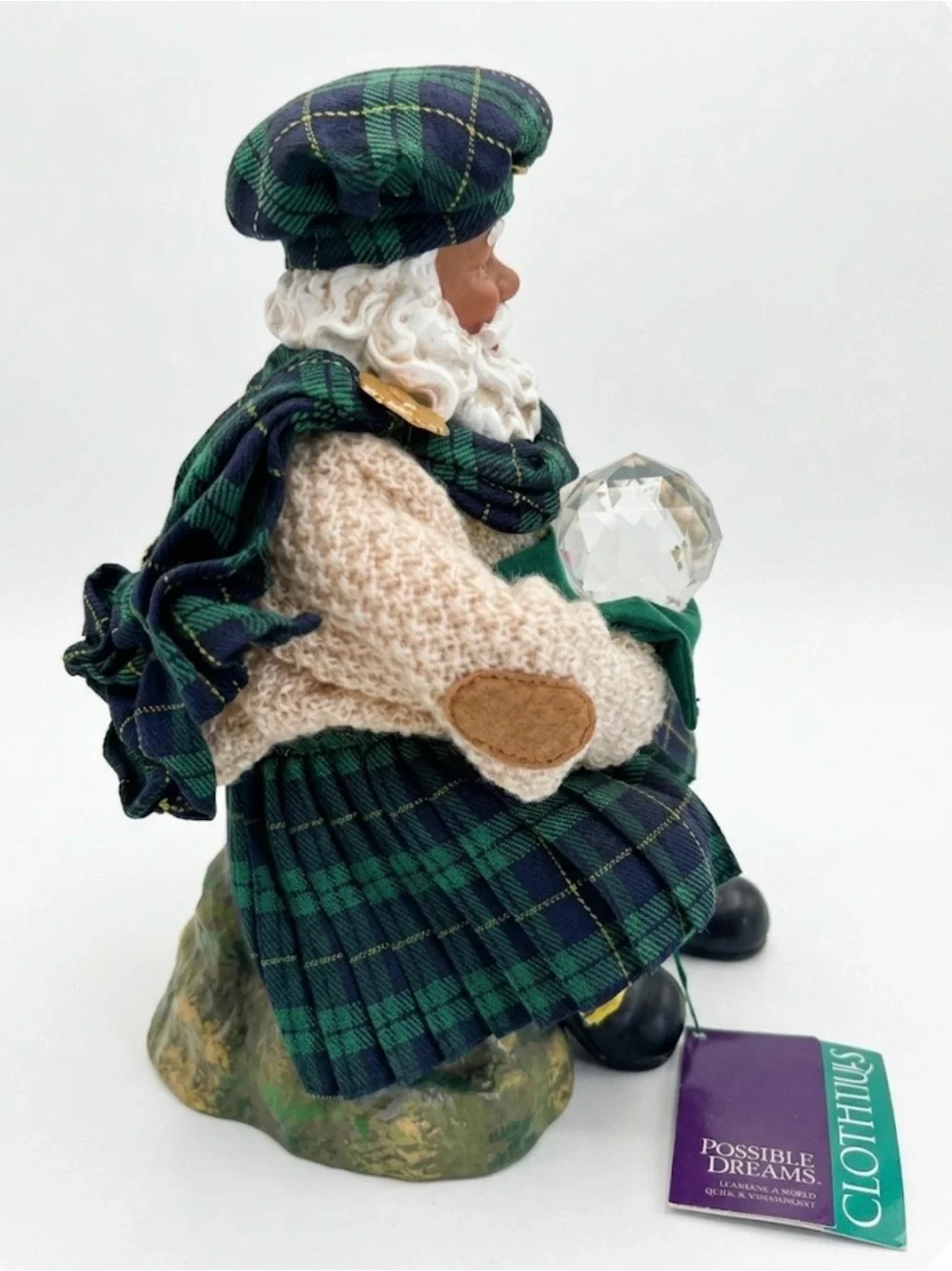 Possible Dreams Clothtique Scottish Santa Lighted Crystal Ball Figurine 2001